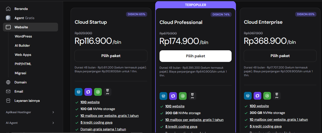 cloud hosting: hostinger